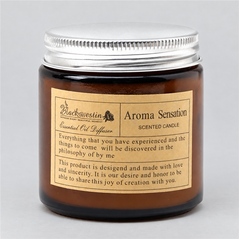 Scented Amber Glass Jar Candle with Silver Lid