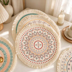 CouldNook Mandala Fringed Table Mat - Round Print