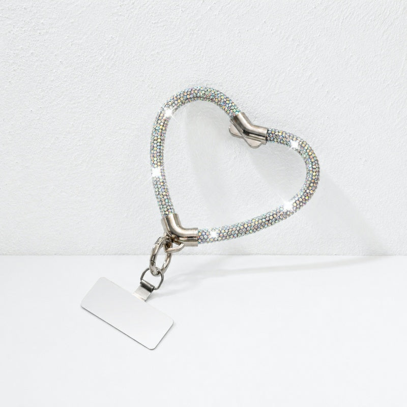 CouldNook Heart Rhinestone Phone Wrist Strap - Metal Tether