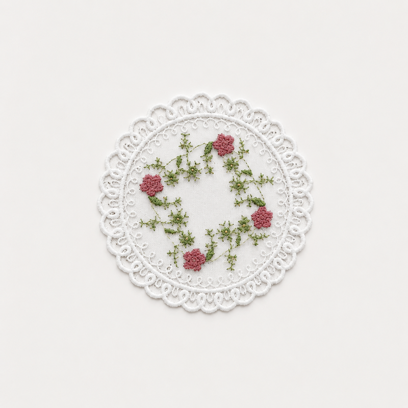 CouldNook Embroidered Floral Lace Coaster 2PCS Set - Tray Styling Accent