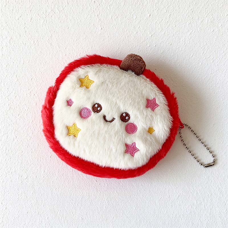 Apple Coin Pouch - Smiling Face and Embroidered Stars