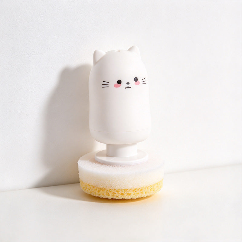 CouldNook Cat Dish Brush - Rounded Handle And Replaceable Circular Head