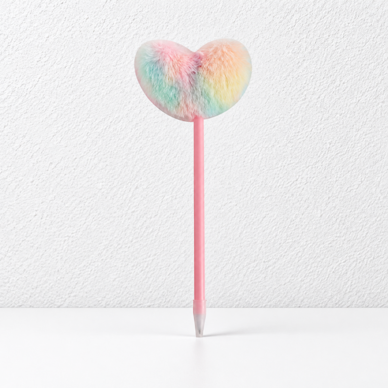 CouldNook Pom-Pom Ballpoint Pen - Pastel Hearts and Rounded Plush Toppers