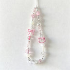 CloudNook Beaded Phone Wrist Strap-Pink Cat Bow Charms