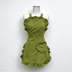 CouldNook Heart Pocket Apron - Corduroy Ruffled Edges