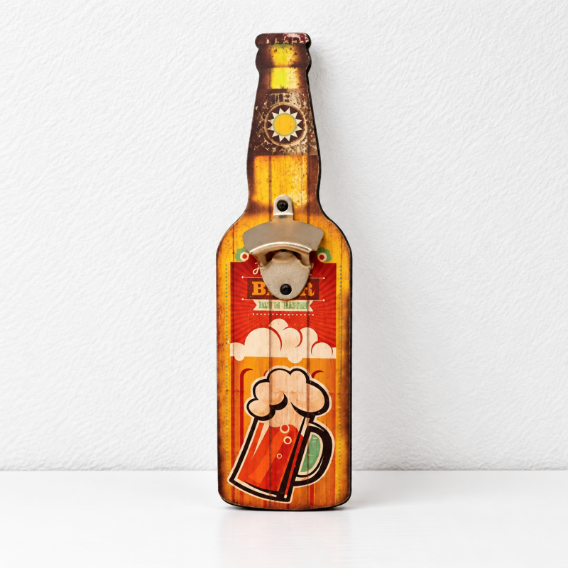 CouldNook Wall Mounted Bottle Opener - Bottle Silhouette And Printed Backing