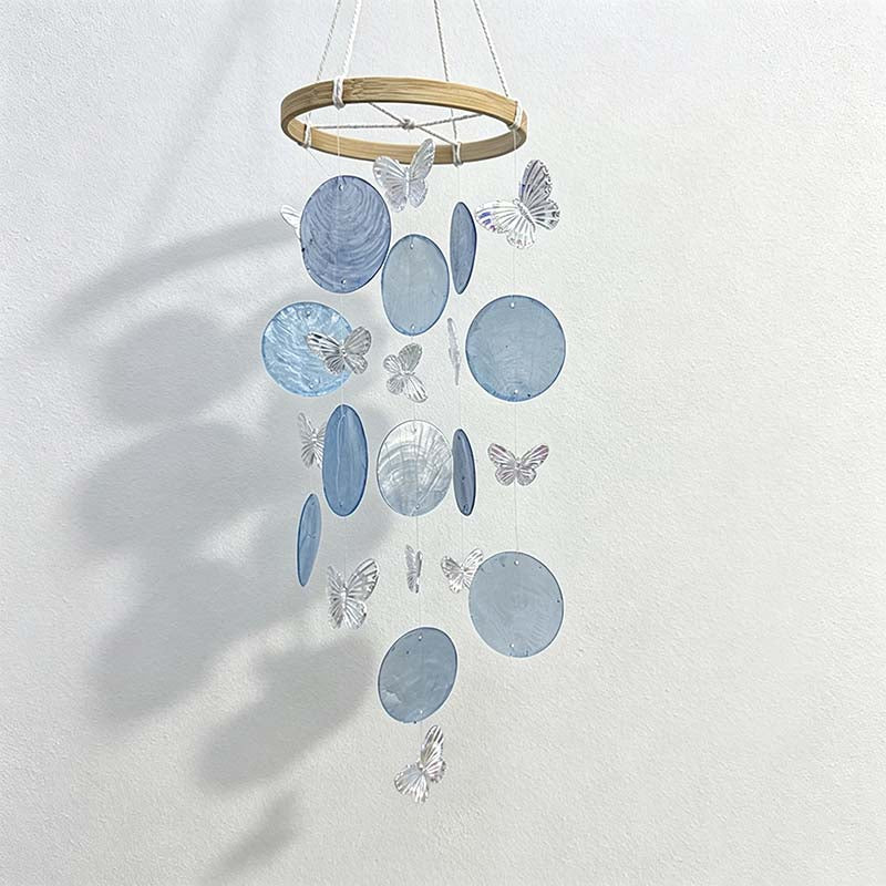 CouldNook Butterfly Shell Wind Chime - Cascading Disc Mobile