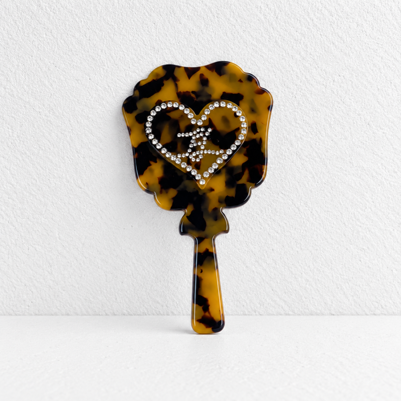 CouldNook Heart-Accent Grooming Accessory - Faceted Detail And Patterned Acetate Body