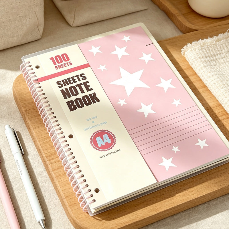 CouldNook Star Spiral Notebook - Large Writing Format and Three Side Holes