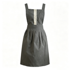 CouldNook Charcoal Bib Apron - Quiet Lace Trim Detail