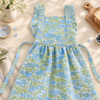CouldNook Ruffled Kitchen Apron - Soft Floral Pattern Kitchen Wear