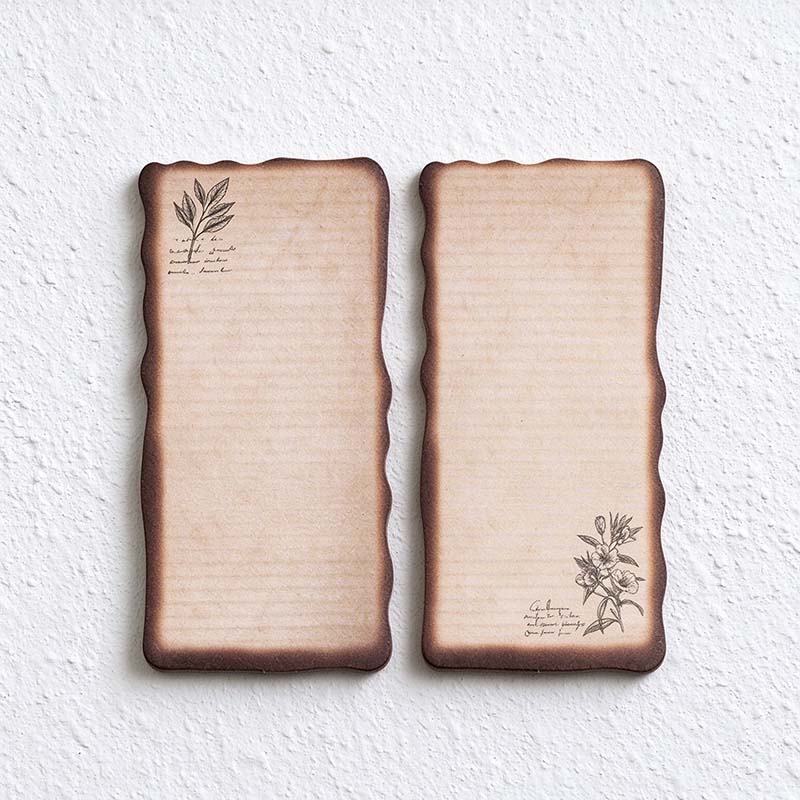 CouldNook Aged Letter Sticky Notes - Darkened Borders And Botanical Details