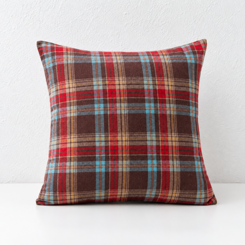 CouldNook Seasonal Pattern Cushion - Plaid Checks And Raised Festive Motifs
