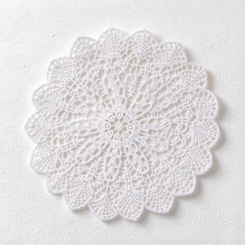 CouldNook Round Lace Table Mat - Floral Openwork And Decorative Edges