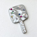 Jeweled Hand Mirror with Rippled Silver-Colored Back