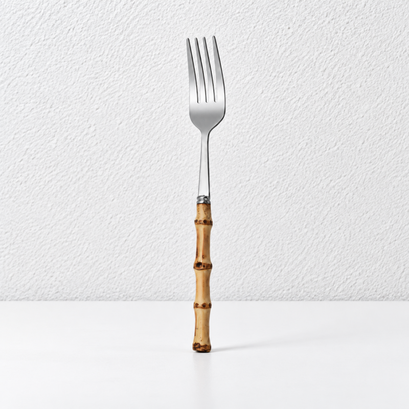 CouldNook Burnt Bamboo Handle Flatware - Stainless Steel Dining Collection