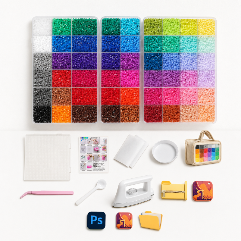 CouldNook Fusion Bead Material Kit - Color Trays and Tool Options