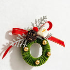 CouldNook Christmas Wreath Hanging Ornament - Pine Cone and Ribbon Detail
