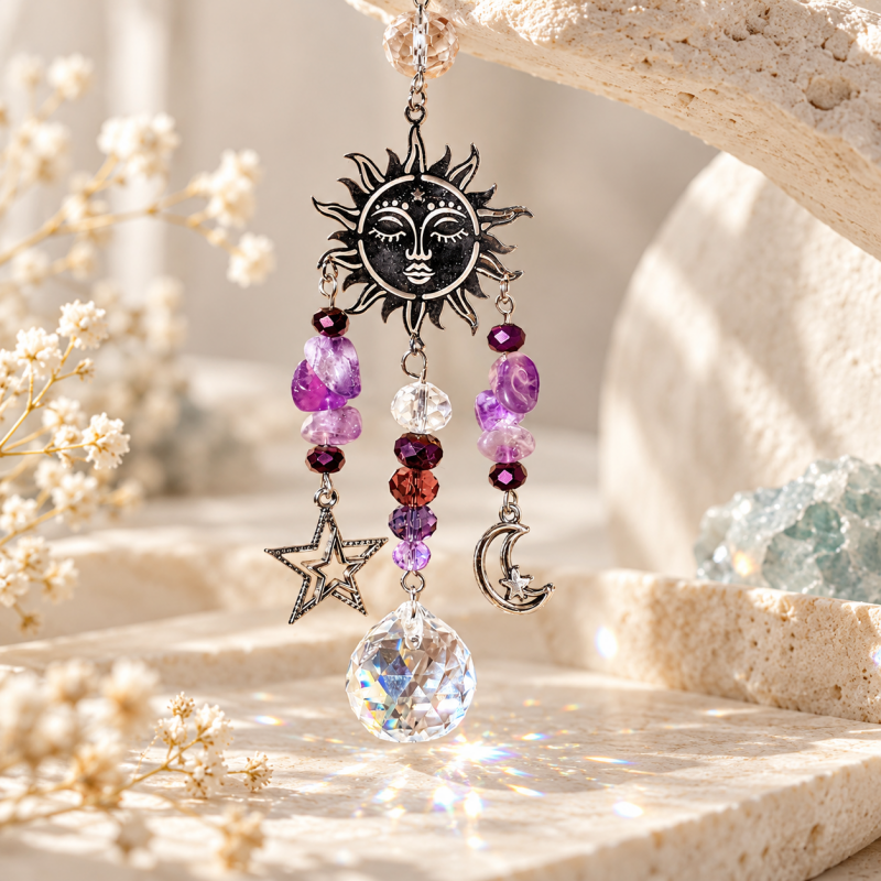 CouldNook Celestial Suncatcher - Sun Moon Star Charms