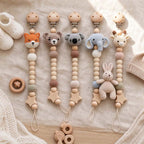 CouldNook Animal Pacifier Clip - Crochet Figures and Letter Beads