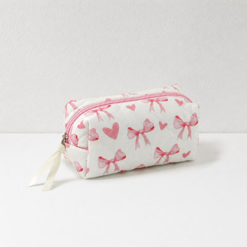 CouldNook Quilted Cosmetic Bag - Bow Print and Top Handles