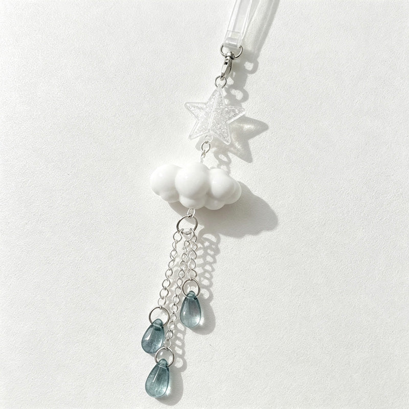 CouldNook Cloud Star Rain Beaded Phone Charm - Loop Cord Attachment