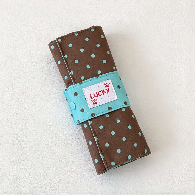 CouldNook Dotted Makeup Brush Wrap - Snap Band And Divided Slots