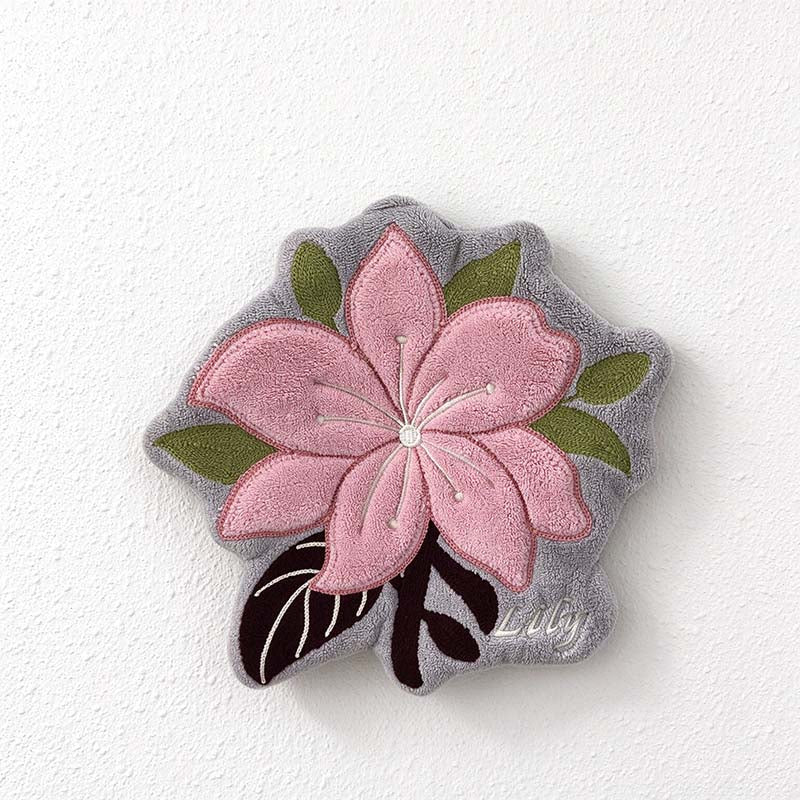 CouldNook Floral Hanging Hand Towel - Embroidered Blooms And Snap Strap