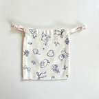 CloudNook Cartoon Print Drawstring Pouch‑Cotton Blend Small Storage Bag