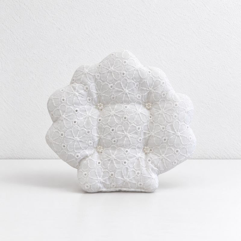 CouldNook Shell Shaped Lace Coaster - White Embroidered Layers