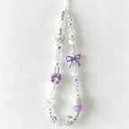 CloudNook Beaded Phone Wrist Strap-Purple House Bow Design