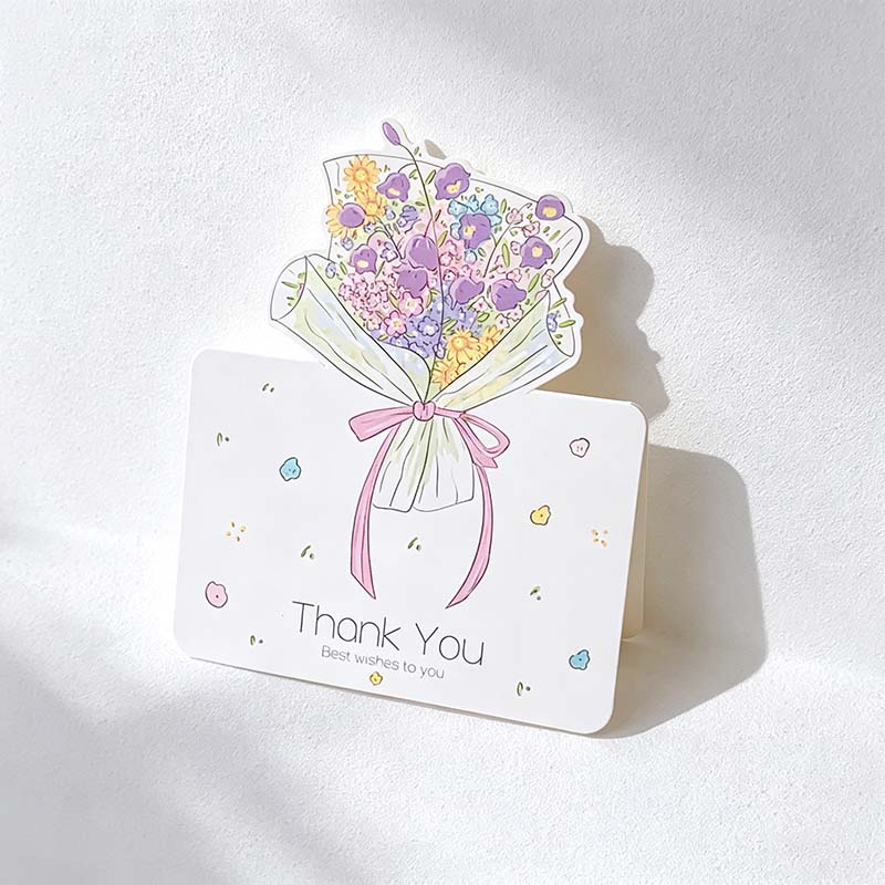 CouldNook Bouquet Thank You Card - Illustrated Flowers And Folded Base