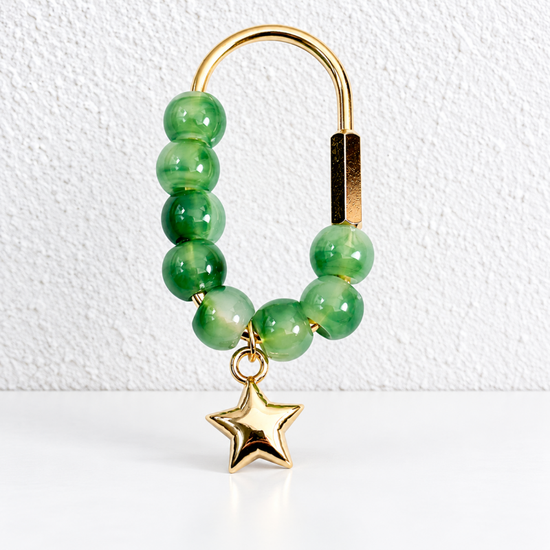 CouldNook Beaded Bag Clip - Oval Frame and Heart or Star Pendant