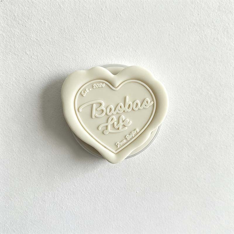 CouldNook Heart Magnetic Phone Grip Stand - Cream-Style Raised Design
