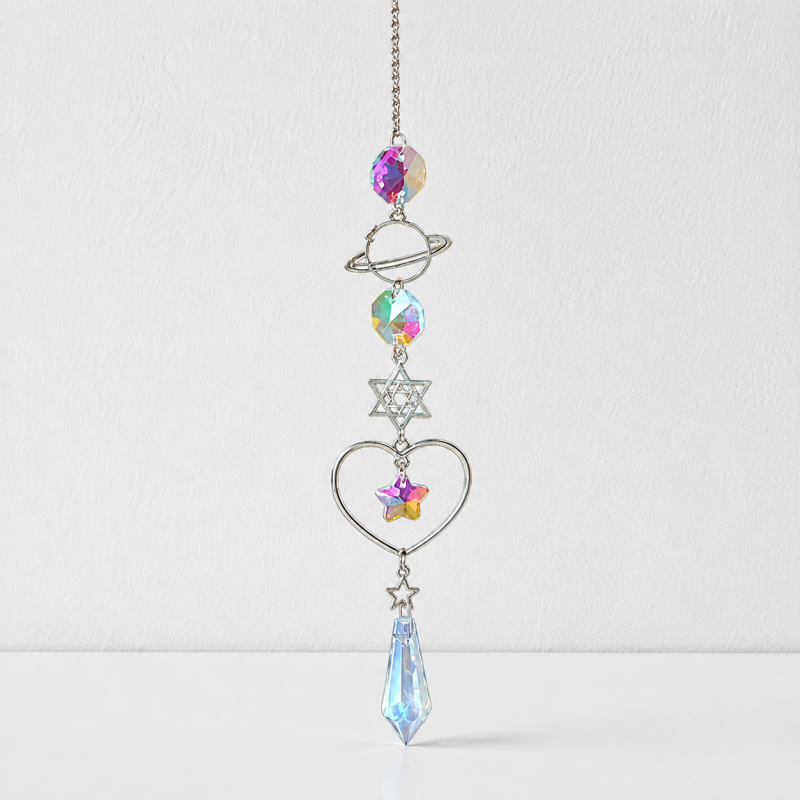 CouldNook Celestial Crystal Suncatcher - Moon and Star Designs