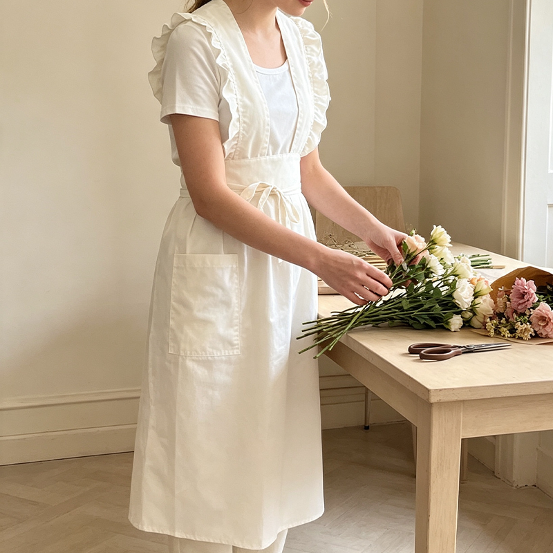 CouldNook Ruffle Strap Apron - Simple Full Kitchen Coverage