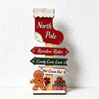 Wooden Christmas Tabletop Decorations with Printed Holiday Scenes