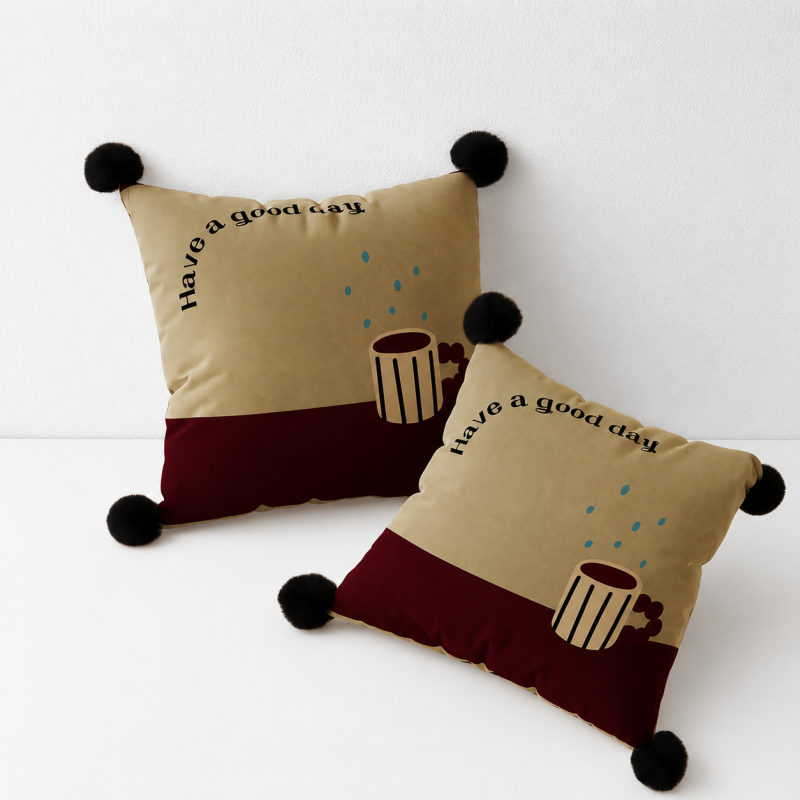 CouldNook Graphic Pillow Cover - Playful Corner Pom-Pom Accents