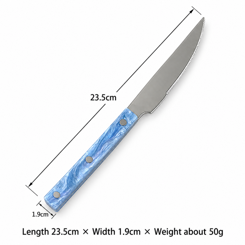 Marbled Handle Flatware - Straight Grips and Round Rivets
