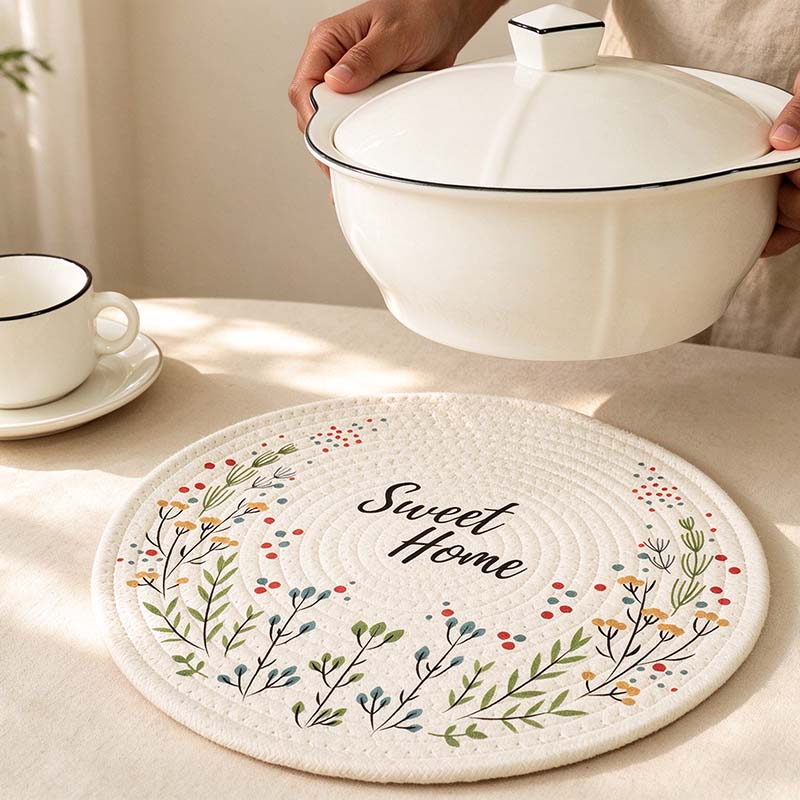CouldNook Printed Rope Table Mat - Strawberry Floral