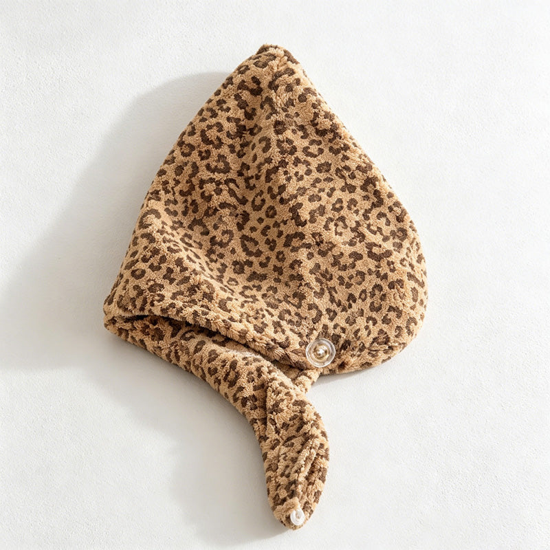 CouldNook Leopard Hair Towel Wrap - Patterned Drying Turban