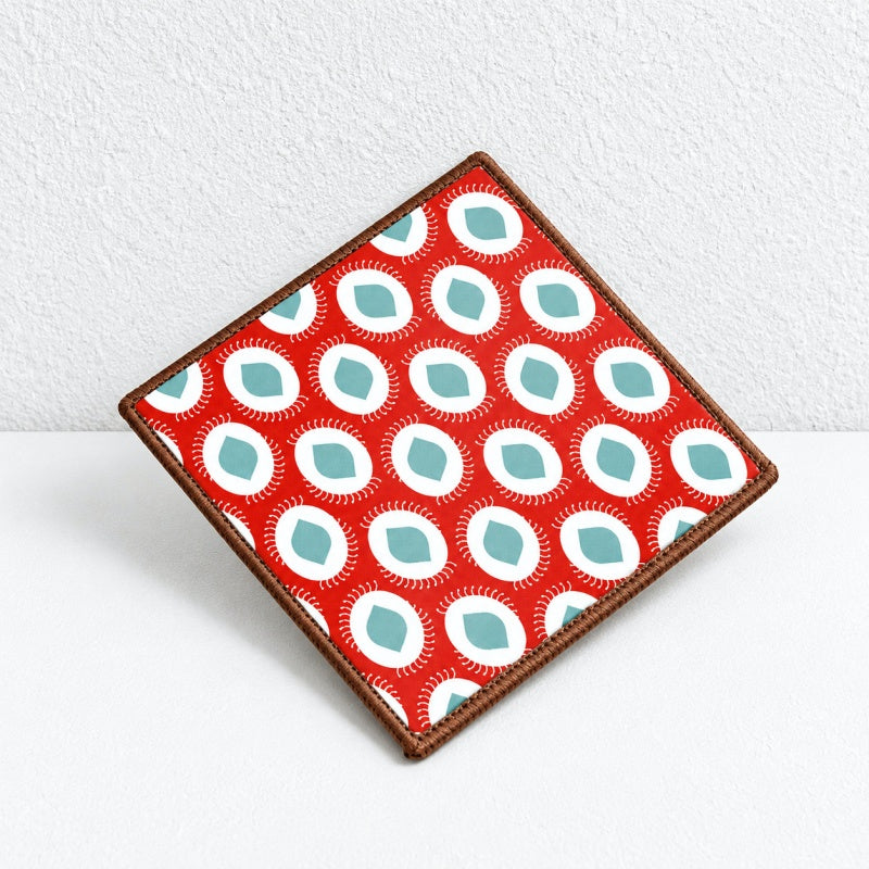 CouldNook Patterned Fabric Coaster - Square Shape and Contrasting Border