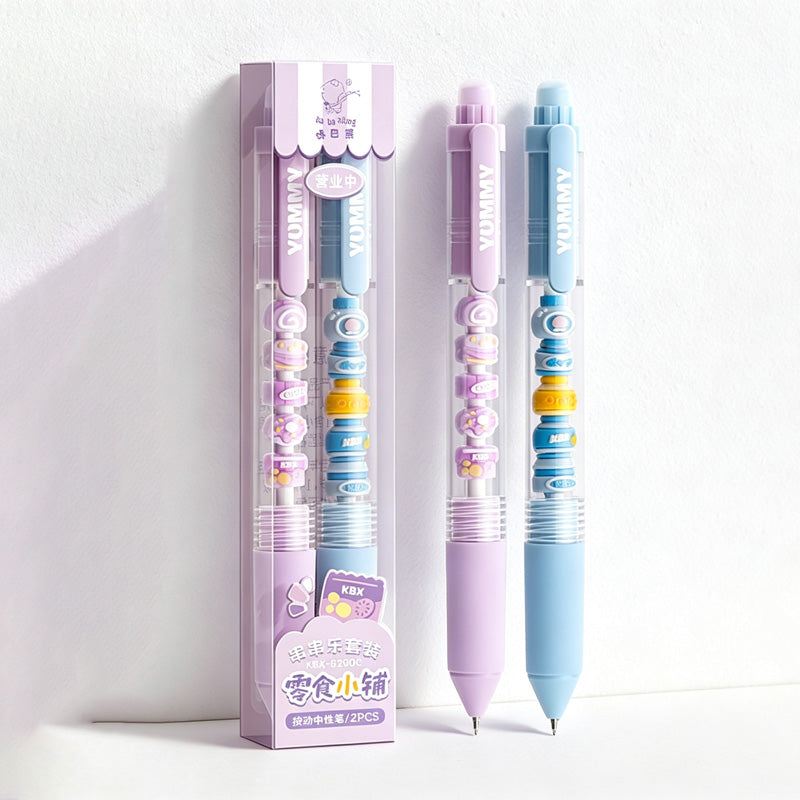 CouldNook Beaded Gel Pen Set - Snack Motifs Inside Transparent Barrels