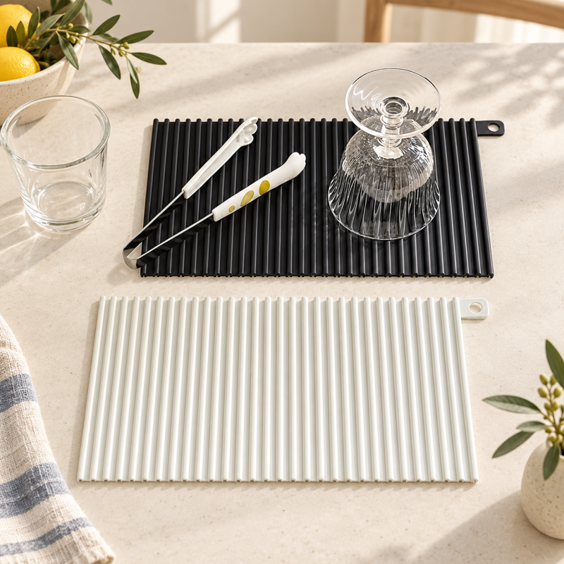 CouldNook Ribbed Draining Mat - Rectangular Heat Resistant Pad