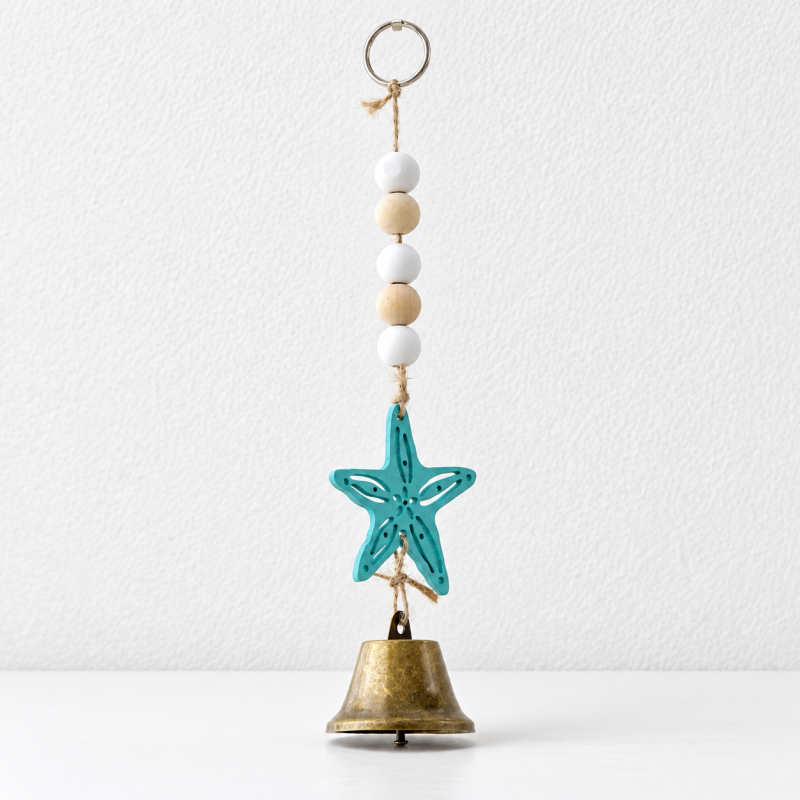CouldNook Sea-Life Bell Hanging - Beaded Strands And Coastal Motif Choices