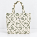 CouldNook Floral Cotton Handbag - Quilted Stitching And Short Fabric Handles