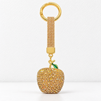 CouldNook Apple Keychain - Dimensional Rhinestone Fruit and Small Leaf Detail