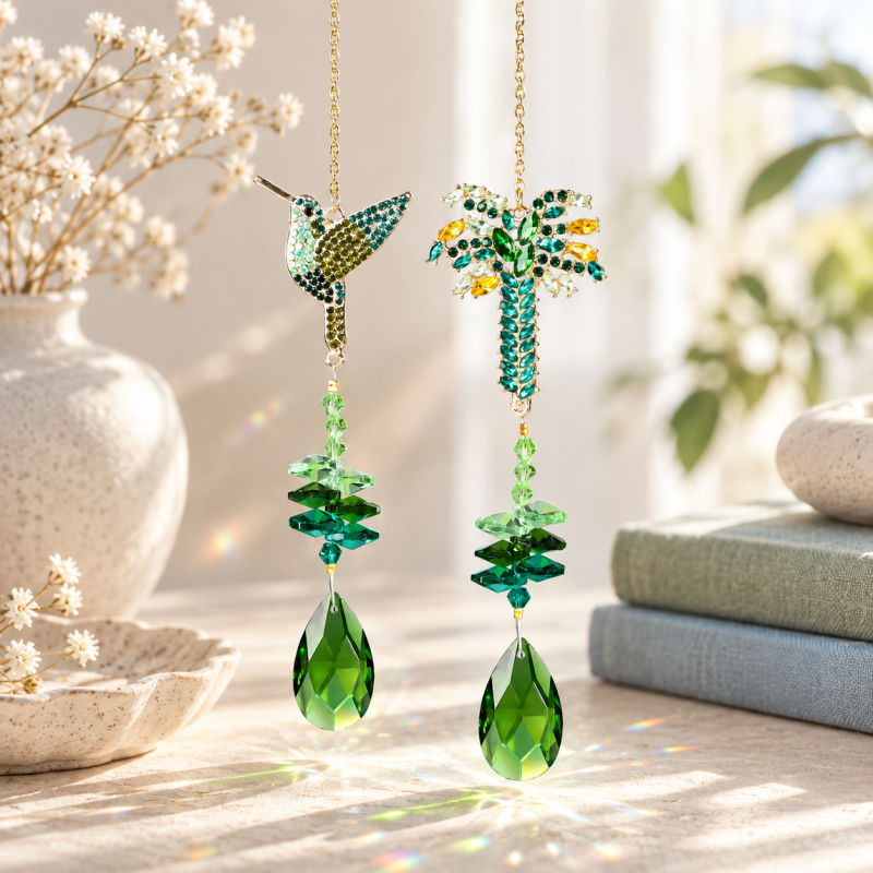 CouldNook Bird and Tree Suncatcher - Faceted Beads And Teardrop Detail