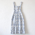 CouldNook Floral Fishtail Apron - Blue Cotton Ruffled Hem