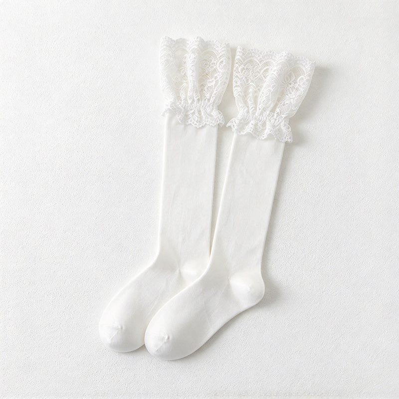 CouldNook Lace Cuff Socks - Wide Floral Trim And Two Lengths